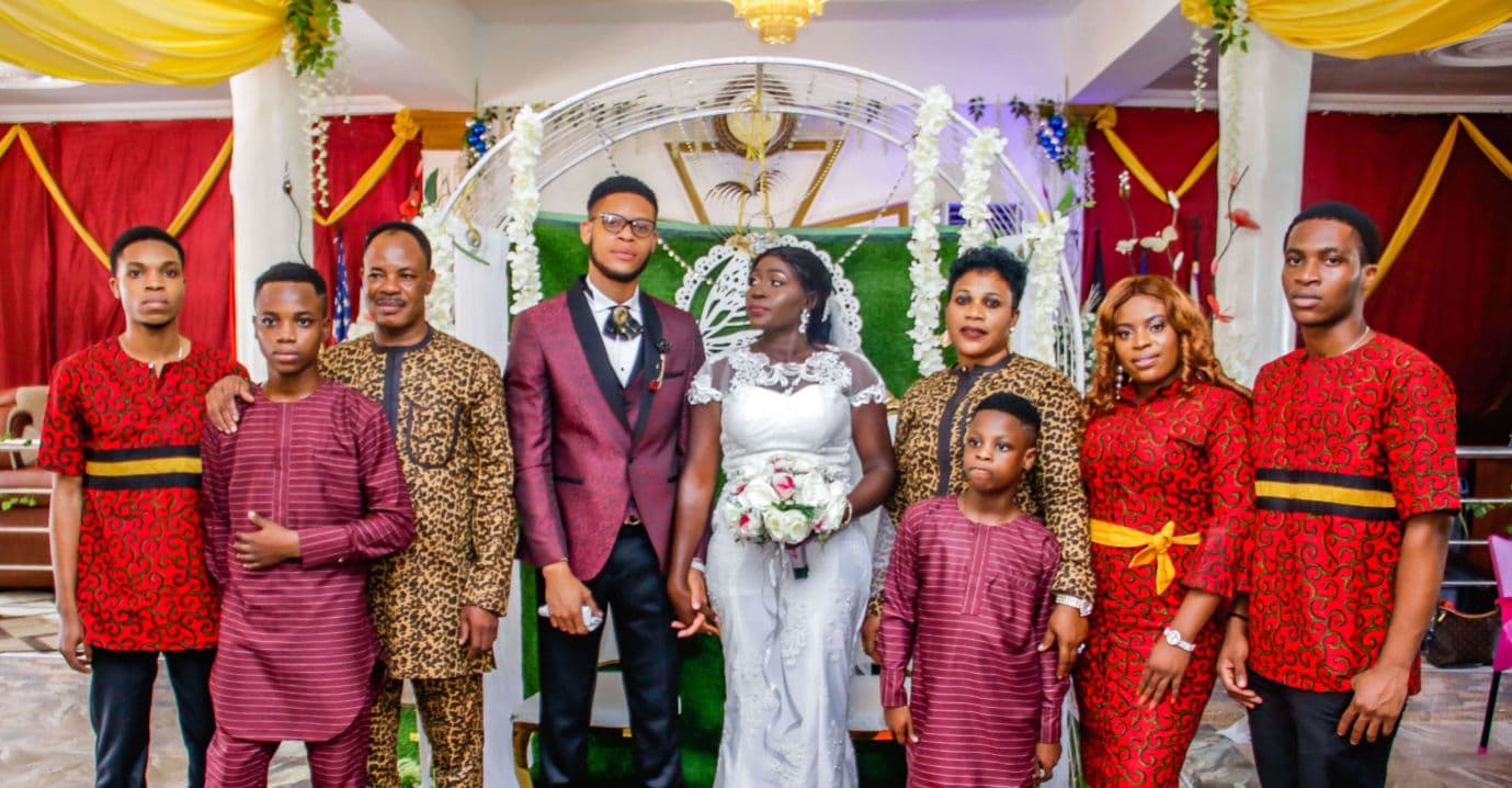 Posing with founder's family